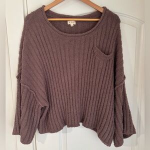 POL Women's Ribbed Knit Sweater - Taupe